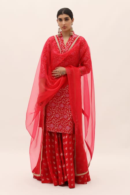 Sobariko Floral Brocade Kurta Sharara Set 