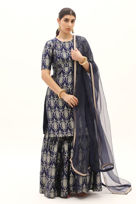 Sobariko Floral Woven Kurta Sharara Set 