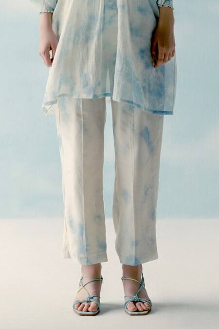 Ilk_Blue Tie Dye Pattern Pant _Online_at_Aza_Fashions