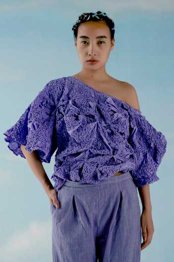 purple smocked top