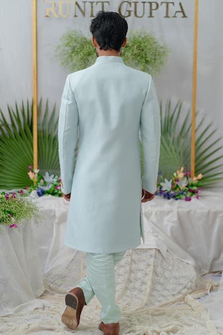 Runit Gupta Aayan Lotus Embroidered Sherwani Set 