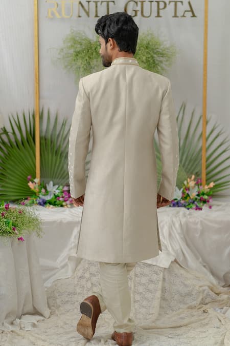 Runit Gupta Raag Chanderi Silk Sherwani Set 
