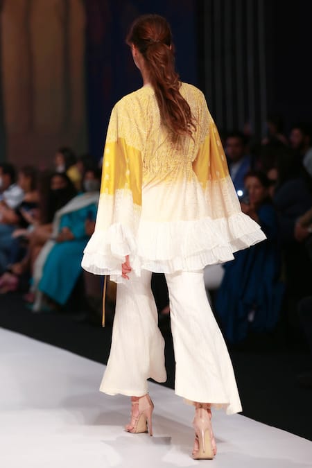 Shop Leela By A Green Pure Chanderi Silk Block Print Round Nayaab Kurta And Pant Set at Aza Fashions Shop_Leela By A_Green Pure Chanderi Silk Block Print Round Nayaab Kurta And Pant Set _at_Aza_Fashions