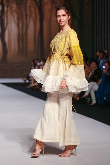 Buy Leela By A Green Pure Chanderi Silk Block Print Round Nayaab Kurta And Pant Set Online at Aza Fashions Buy_Leela By A_Green Pure Chanderi Silk Block Print Round Nayaab Kurta And Pant Set _Online_at_Aza_Fashions