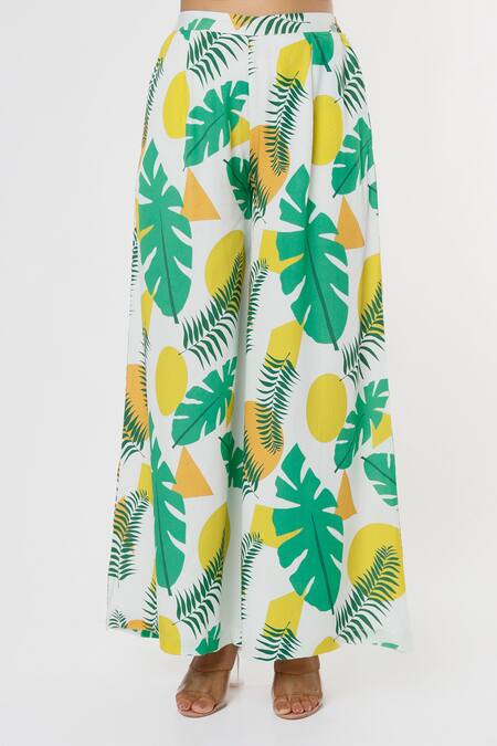 Buy Leela By A White Tencel Modal Twill Tropical Print V Neck Asymmetric Kaftan And Pant Set Online at Aza Fashions Buy_Leela By A_White Tencel Modal Twill Tropical Print V Neck Asymmetric Kaftan And Pant Set _Online_at_Aza_Fashions