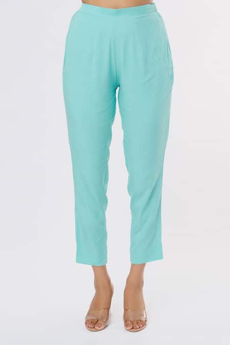 Buy Leela By A Blue Tropical Print V Collar Neck Kimono Jacket And Pant Set Online at Aza Fashions Buy_Leela By A_Blue Tropical Print V Collar Neck Kimono Jacket And Pant Set_Online_at_Aza_Fashions