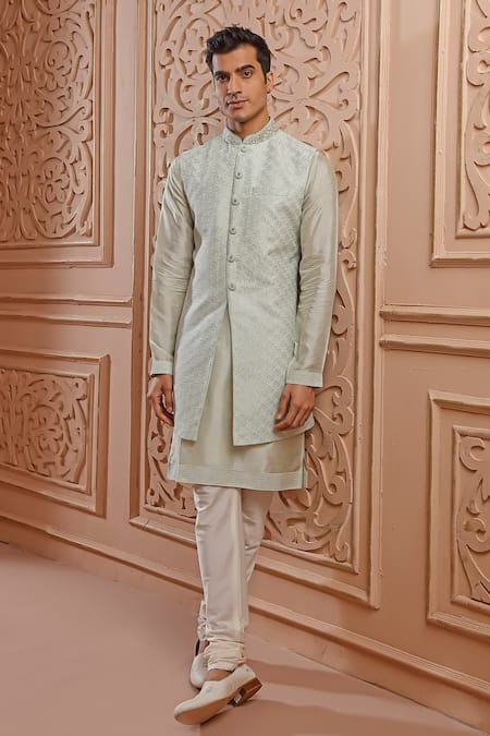 Vanshik Chanderi Embroidered Bundi & Kurta Set 