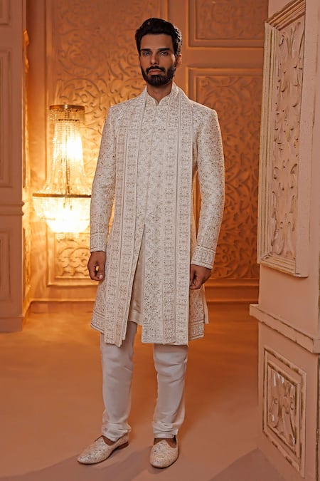 Vanshik Floral Embroidered Sherwani Set 