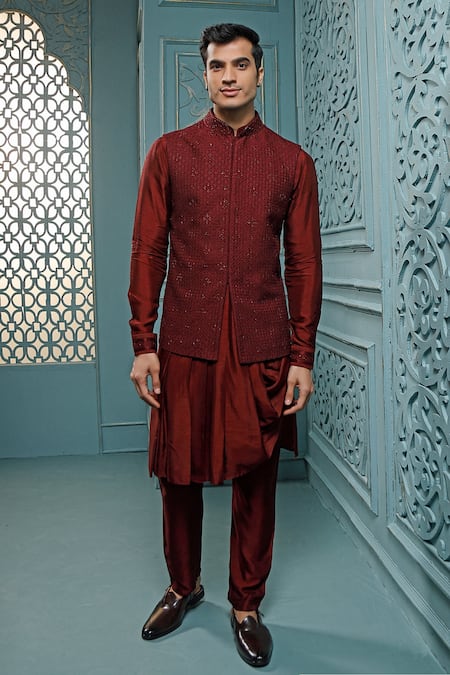 Vanshik Silk Embroidered Bundi & Kurta Set 