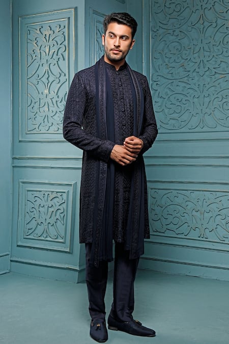 Vanshik Floral Embroidered Sherwani Set 