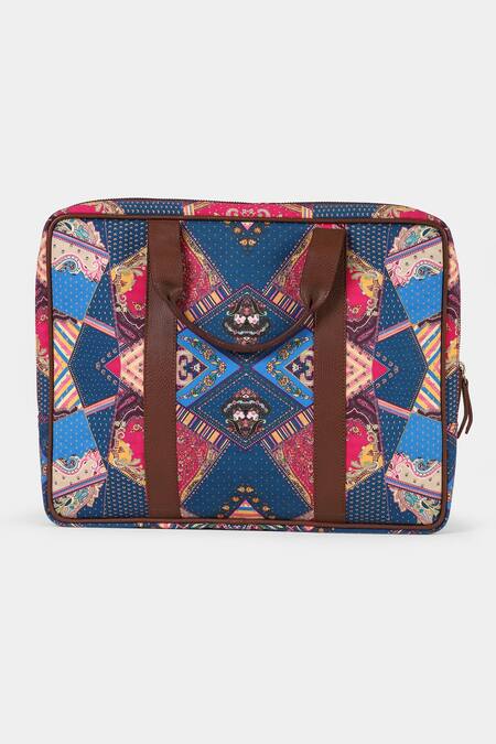 Buy Blue Print Floral Laptop Bag by Aarke Ritu Kumar Online at Aza