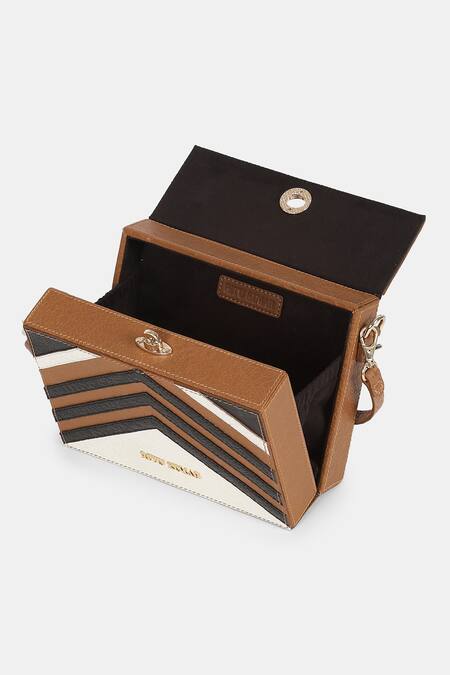 Buy_Ritu Kumar_Black Embroidery Leather Box Sling Bag With Strap_Online_at_Aza_Fashions