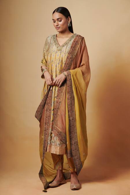 Saundh Yellow Kurta Agni Anarkali Set