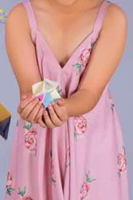 Shop Pasha India Pink Polyester Embroidery Printed Palazzo Jumpsuit at Aza Fashions Shop_Pasha India_Pink Polyester Embroidery Printed Palazzo Jumpsuit _at_Aza_Fashions