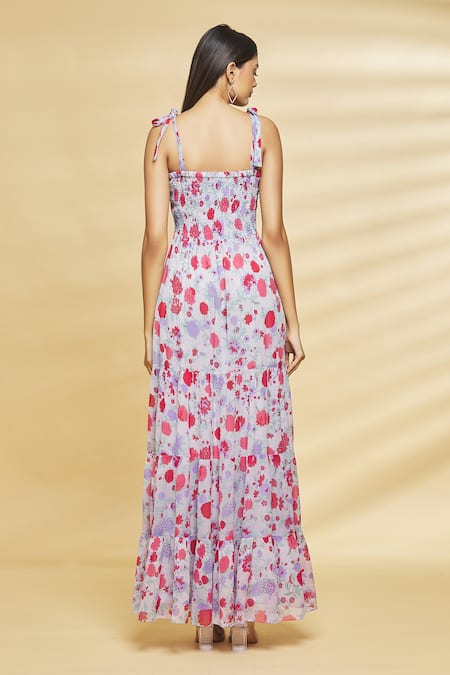 Shop Aangan By Parul Grey Chiffon And Viscose Floral Print Square Neck Maxi Dress at Aza Fashions Shop_Aangan By Parul_Grey Chiffon And Viscose Floral Print Square Neck Maxi Dress _at_Aza_Fashions