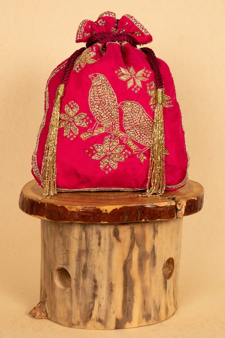 Aamli Perch Bird Embroidered Potli 