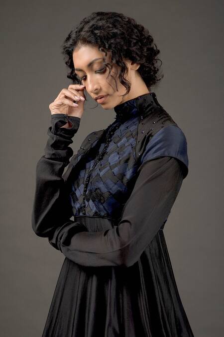 Buy_Rohit Bal_Black , Silk,  Lining High Ombre Anarkali Set _Online_at_Aza_Fashions
