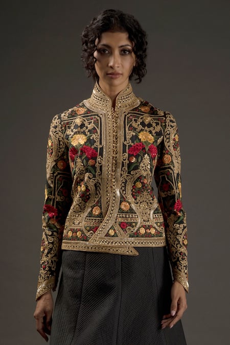 Rohit Bal Silk Velvet Embroidered Jacket 