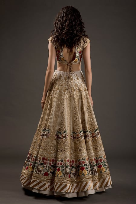 Rohit Bal Chanderi Silk Embroidered Bridal Lehenga Set 