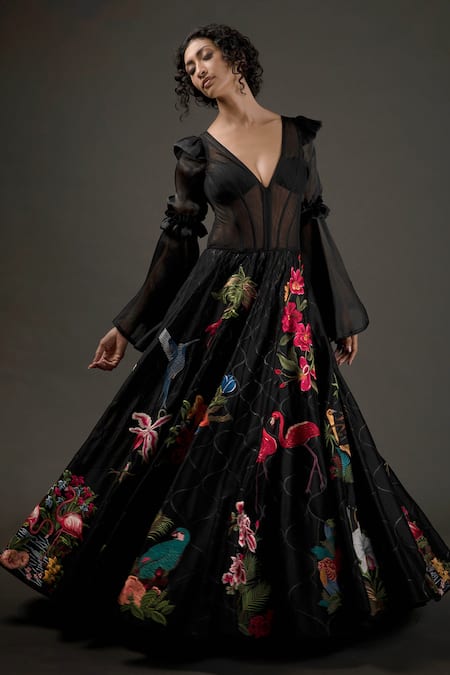 Rohit Bal Chanderi Silk Embroidered Anarkali Set 