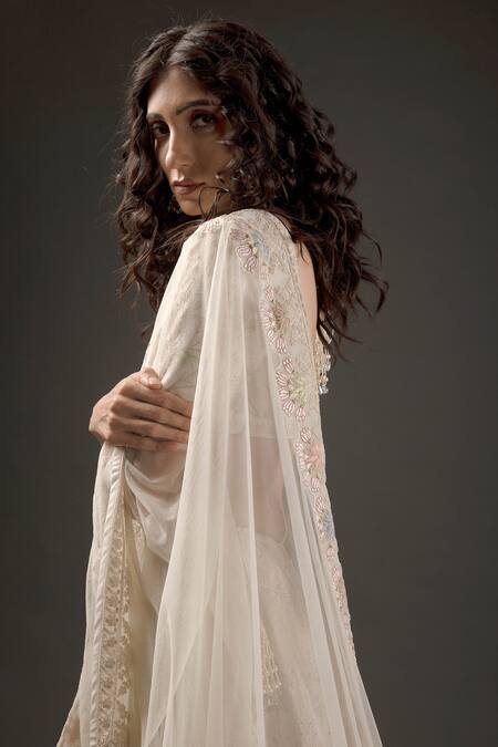 Shop Rohit Bal Ivory Chanderi Silk, Net Lining Cotton Resham Embroidered Bridal Lehenga Set Online at Aza Fashions Shop_Rohit Bal_Ivory Chanderi Silk, Net Lining Cotton Resham Embroidered Bridal Lehenga Set _Online_at_Aza_Fashions