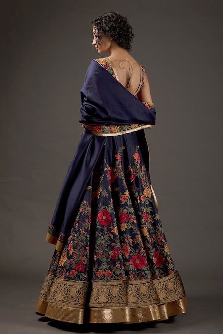 Rohit Bal Chanderi Silk Floral Embroidered Bridal Lehenga Set 
