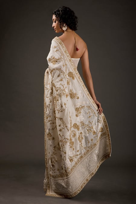 Rohit Bal Chanderi Silk Embroidered Saree With Unstitched Blouse Piece 