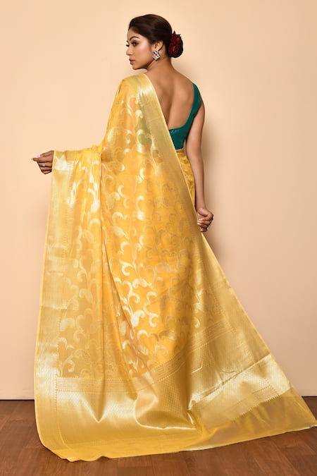 Naintara Bajaj Banarasi Cotton Silk Zari Jaal Saree 