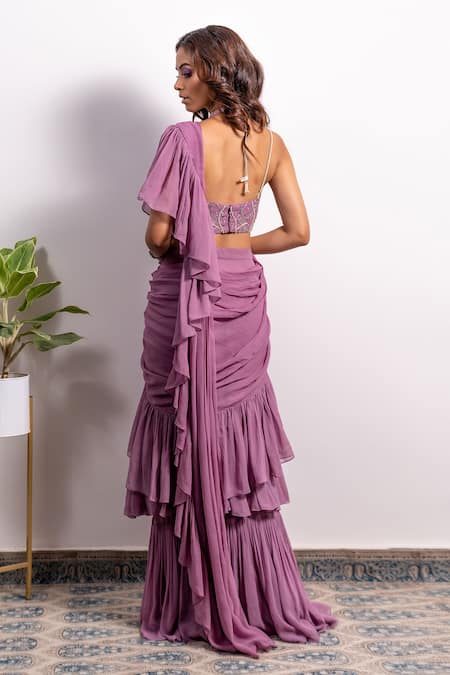 Silky Bindra Pre-Draped Ruffle Saree With Blouse 