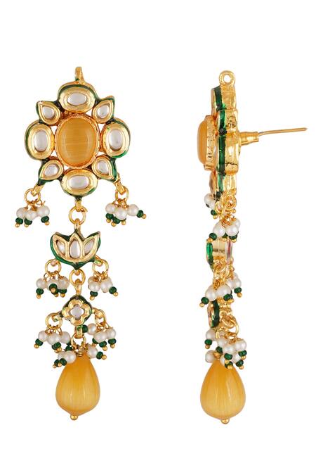 Buy_ChhavI'S Jewels_Gold Plated Beads, Pearls Kundan Embellished Choker Set_Online_at_Aza_Fashions