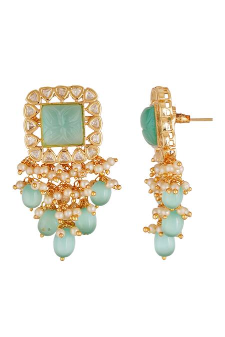 Buy_ChhavI'S Jewels_Blue Pearls, Stones, Beads Pendant Necklace Set_Online_at_Aza_Fashions