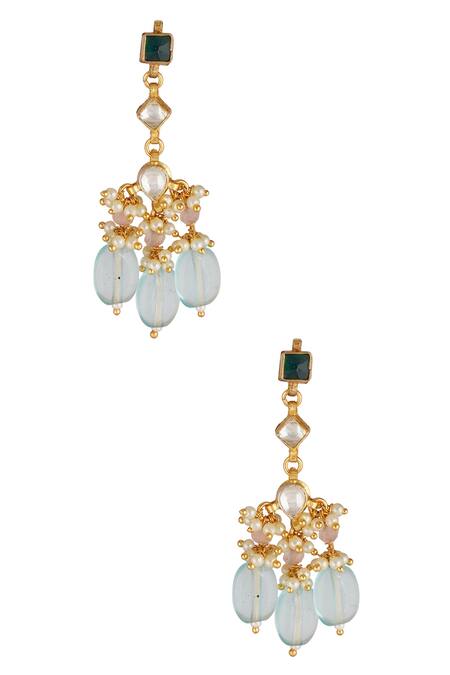 ChhavI'S Jewels_Blue Stones, Pearls Kundan Embellished Choker Set _Online_at_Aza_Fashions