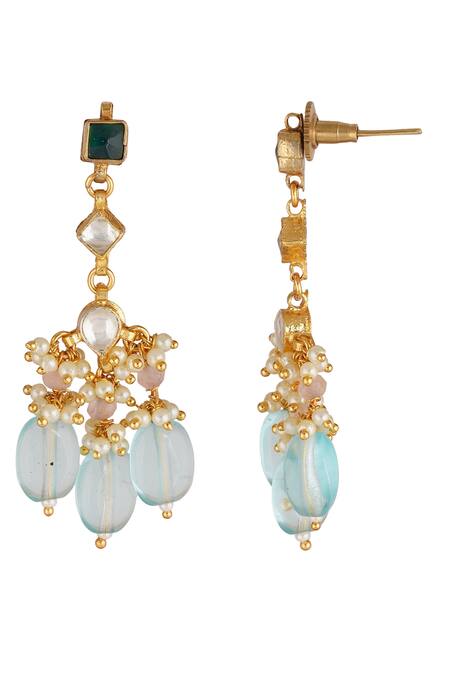 Buy_ChhavI'S Jewels_Blue Stones, Pearls Kundan Embellished Choker Set _Online_at_Aza_Fashions