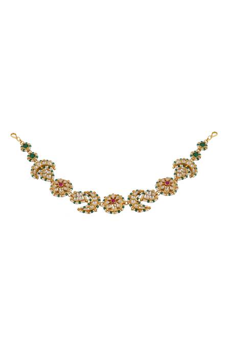 ChhavI'S Jewels_Multi Color Kundan Embellished Sheeshpatti _Online_at_Aza_Fashions