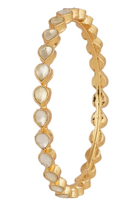 ChhavI'S Jewels_Gold Plated Diamonds, Stones Kundan Embellished Bangles - Set Of 2_Online_at_Aza_Fashions