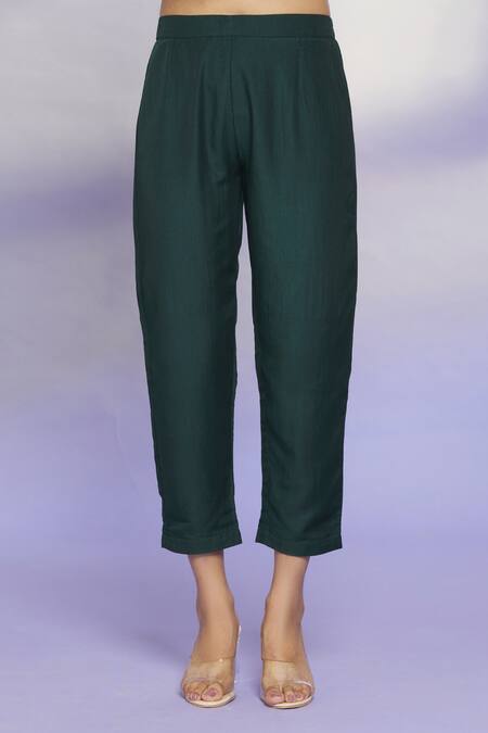 Aryavir Malhotra_Green Polyester Blend Bead Work Round Draped Kurta And Pant Set_at_Aza_Fashions