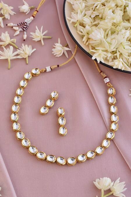 Buy_Swabhimann_Gold Plated Diamonds, Stones Kundan Choker Set _Online_at_Aza_Fashions