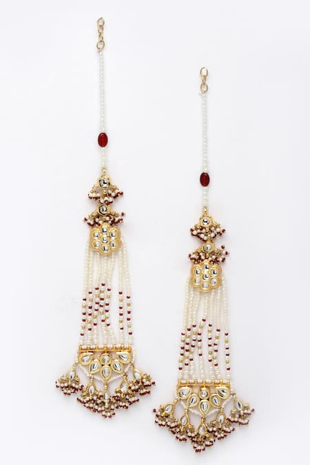 Dugran By Dugristyle Gold Plated Pearls, Stones Kundan Embellished Dangler Earrings 
