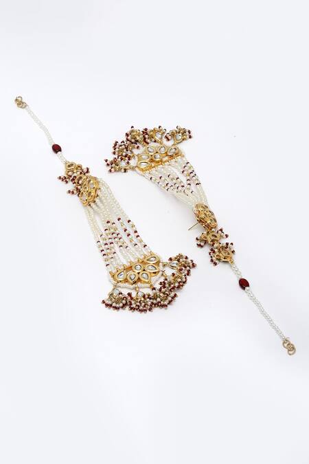 Buy Dugran By Dugristyle Gold Plated Pearls, Stones Kundan Embellished Dangler Earrings Online at Aza Fashions Buy_Dugran By Dugristyle_Gold Plated Pearls, Stones Kundan Embellished Dangler Earrings _Online_at_Aza_Fashions