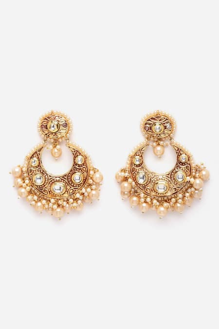 Dugran By Dugristyle Kundan Embellished Chandbalis 
