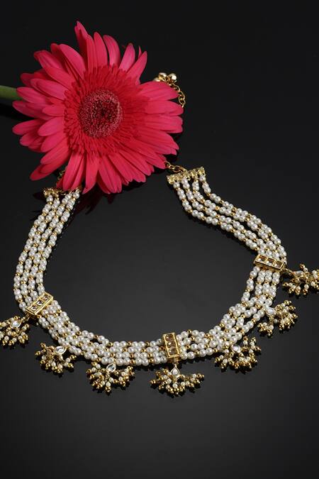 Dugran By Dugristyle_Cream Multi Pearl String Necklace _Online_at_Aza_Fashions