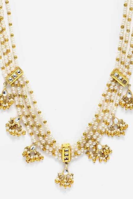 Buy_Dugran By Dugristyle_Cream Multi Pearl String Necklace _Online_at_Aza_Fashions
