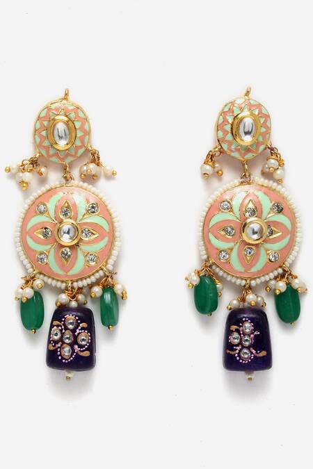 Buy Dugran By Dugristyle Gold Plated Pearls Meenakari Temple Pendant Necklace Set Online at Aza Fashions Buy_Dugran By Dugristyle_Gold Plated Pearls Meenakari Temple Pendant Necklace Set_Online_at_Aza_Fashions