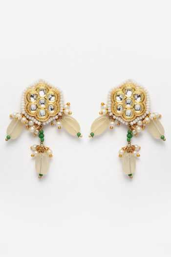 Dugran By Dugristyle Gold Plated Pearls, Diamonds, Stones Multi Layered Necklace Set Online at Aza Fashions Dugran By Dugristyle_Gold Plated Pearls, Diamonds, Stones Multi Layered Necklace Set _Online_at_Aza_Fashions