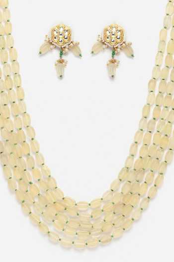 Shop Dugran By Dugristyle Gold Plated Pearls, Diamonds, Stones Multi Layered Necklace Set Online at Aza Fashions Shop_Dugran By Dugristyle_Gold Plated Pearls, Diamonds, Stones Multi Layered Necklace Set _Online_at_Aza_Fashions