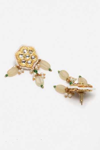 Dugran By Dugristyle Gold Plated Pearls, Diamonds, Stones Multi Layered Necklace Set at Aza Fashions Dugran By Dugristyle_Gold Plated Pearls, Diamonds, Stones Multi Layered Necklace Set _at_Aza_Fashions