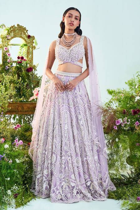 Mani Bhatia Purple Net, Satin, Lining Shantoon Ruby Embroidered Bridal Lehenga Set Online at Aza Fashions Mani Bhatia_Purple Net, Satin, Lining Shantoon Ruby Embroidered Bridal Lehenga Set _Online_at_Aza_Fashions