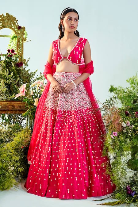 Mani Bhatia Iris Floral Embroidered Lehenga Set 