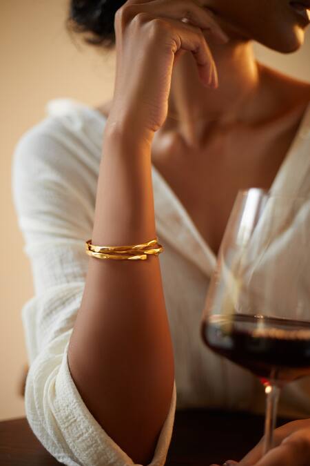 Shop Kharakapas Gold Plated Jamun Handcrafted Bangle Single Pc at Aza Fashions Shop_Kharakapas_Gold Plated Jamun Handcrafted Bangle Single Pc_at_Aza_Fashions