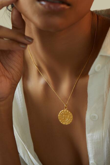 Buy_Kharakapas_Gold Plated Noor Pendant Necklace_Online_at_Aza_Fashions